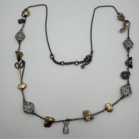 Cabi Fashion Charm Necklace | 32–35” | Scissors, Dress, Button, Crystals - Picture 2 of 5